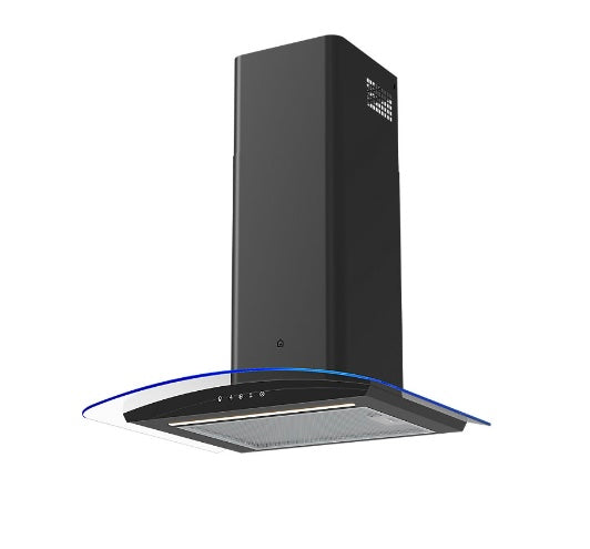 GoodHome LinkSense GHCG60LKBL Black steel & glass Curved Cooker hood (W)59.8cm - Matt black (S456)