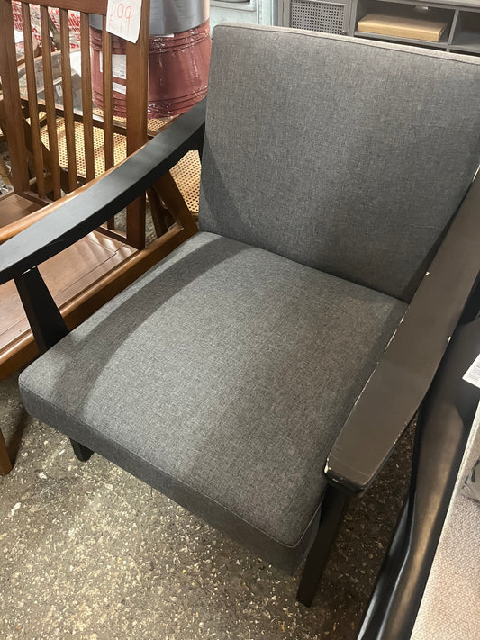 Maddox grey and black wooden armchair/ marks on arms hence our amazing price! (S211) COLLECTION ONLY!