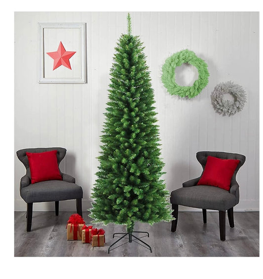 Abaseen 7FT Green Pencil Slim Artificial Christmas Tree, Xmas Tree 620 (S675) COLLECTION ONLY!