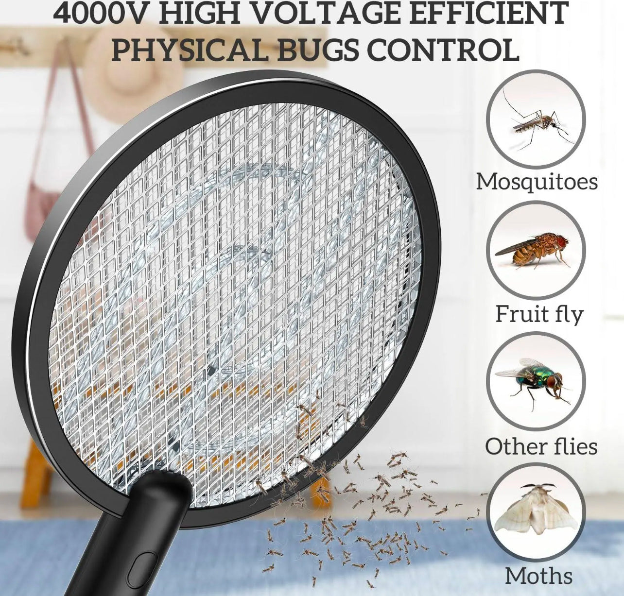 PALONE Electric Fly Swatter 4000V Bug Zapper Racket 2 in 1 (R436)