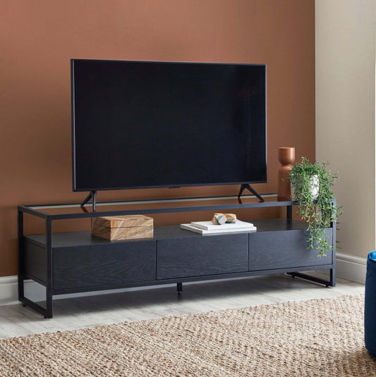 Dillon Black Extra Wide TV Stand Black (R215) COLLECTION ONLY!