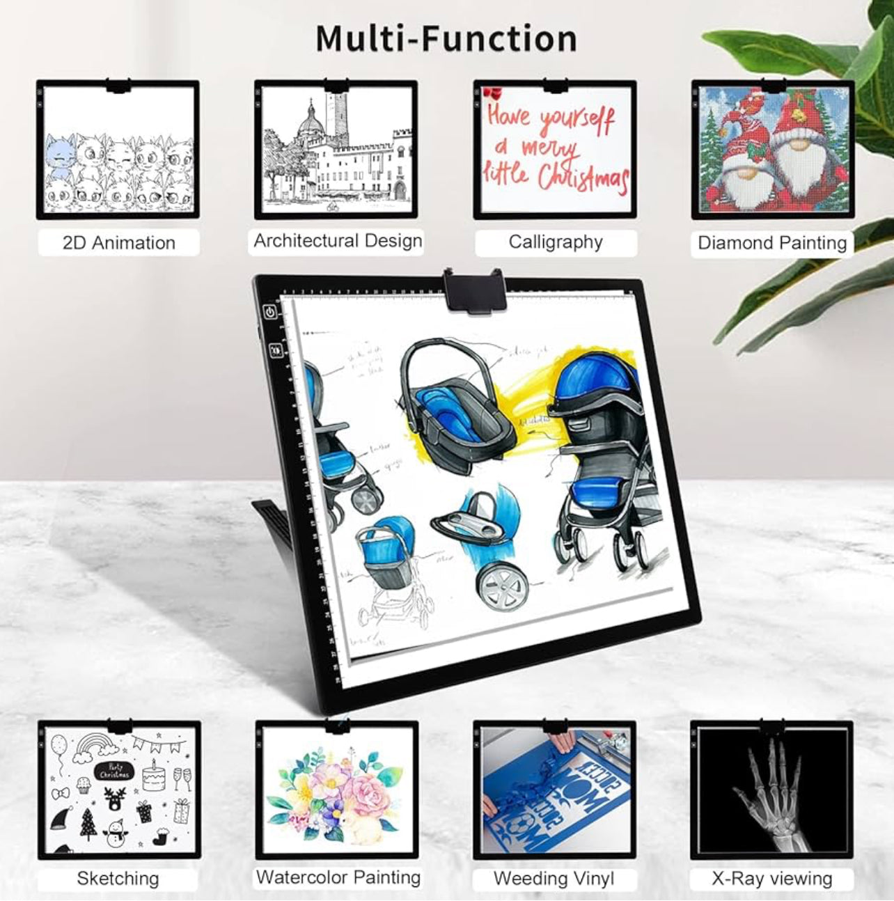 A3 Tracing Light Box, iVAOOZE A3 LED Light Pad with 3 Colors Mode Stepless Dimmable and 6 Levels of Brightness Light Copy Pad, Wireless Rechargeable (T) (R440*)