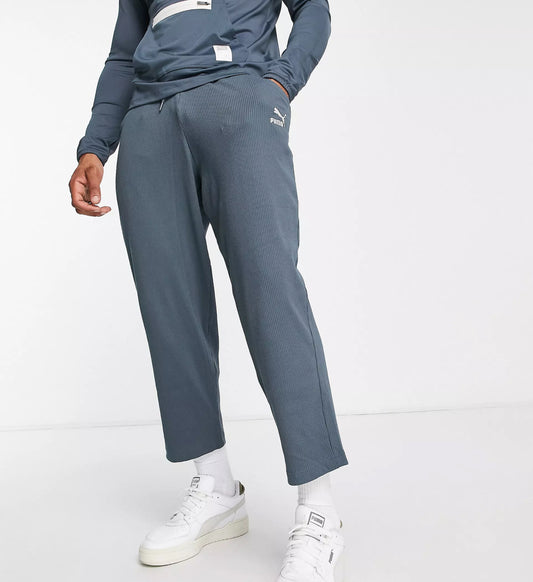 Puma Classic ribbed straight leg trousers in dark slate blue S (R104)(M)
