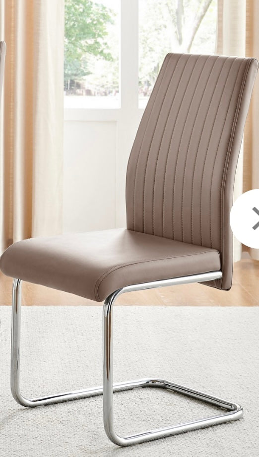 Lorenzo cappuccino beige faux leather chrome dining chair (S215) COLLECTION ONLY!