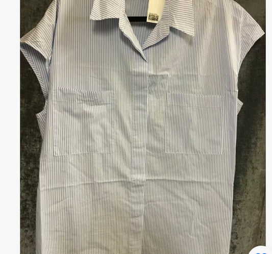 Sleeveless Blouse XL Blue & White H&M Ladies (S511) (A)