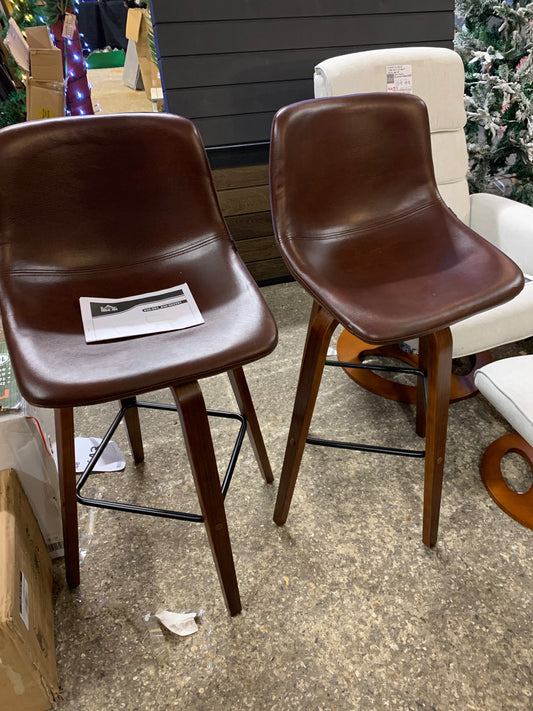 Homcom Dark Brown Set Of 2 Bar Stool Leather (S698) COLLECTION ONLY!