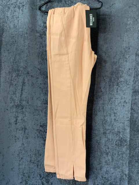 Missguided co-ord wrath jeans with split hem in peach, UK 14 (T9) (M)
