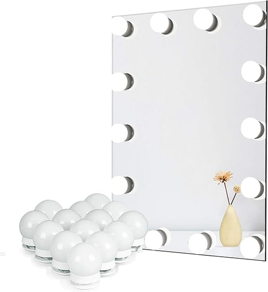 Waneway Vanity x 6 Lights for Mirror, DIY Hollywood Lighted Makeup Vanity Mirror Dimmable Lights, Stick on LED Mirror Light Kit for Vanity Set, Plug in Makeup Light for Bathroom Wall Mirror, 6Bulb (J)