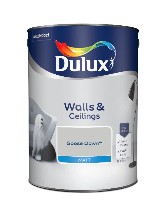 Dulux Walls & ceilings Goose down Matt Emulsion paint, 5L (E29) A*