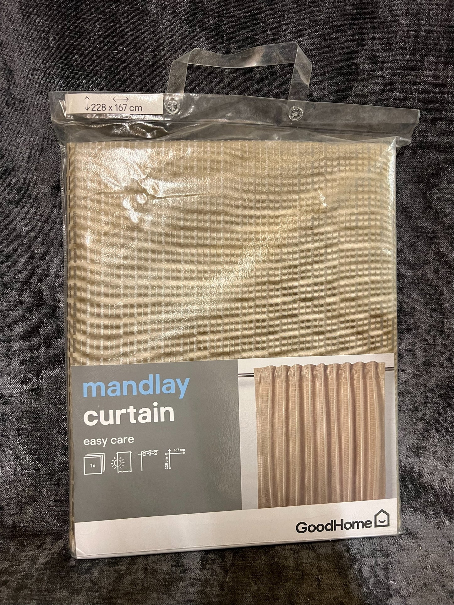 Mandlay Beige Spotted Stripe Unlined Pencil Pleat Curtain W167xL228cm  (J)