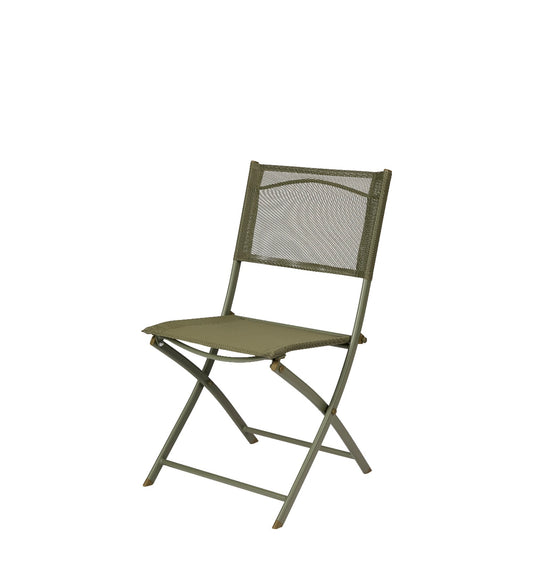 GoodHome Saba Khaki green Metal Foldable Chair