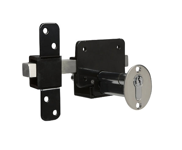 GateMate Black Stainless steel Euro Single locking long throw Barrel Gate bolt, (L)87mm (BL)50mm (S