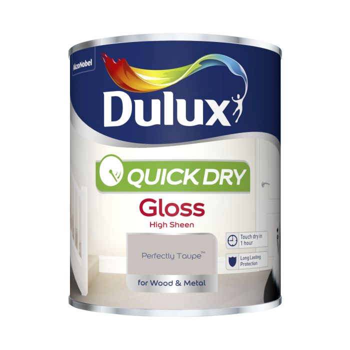 DULUX QUICK DRY GLOSS PAINT - PERFECTLY TAUPE - 750ML (R456*) (X1)