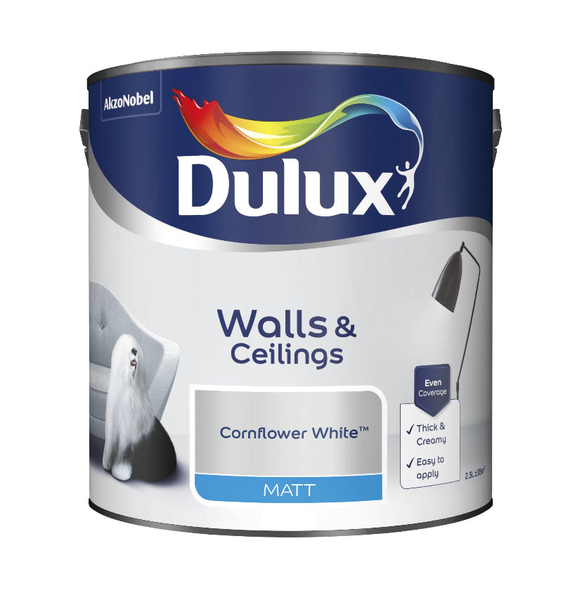 Dulux Natural hints Cornflower white Matt Emulsion paint, 2.5L (E15) D*