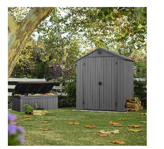 Keter Darwin 6x4ft Grey Plastic 2 Door Shed With Floor (S309)