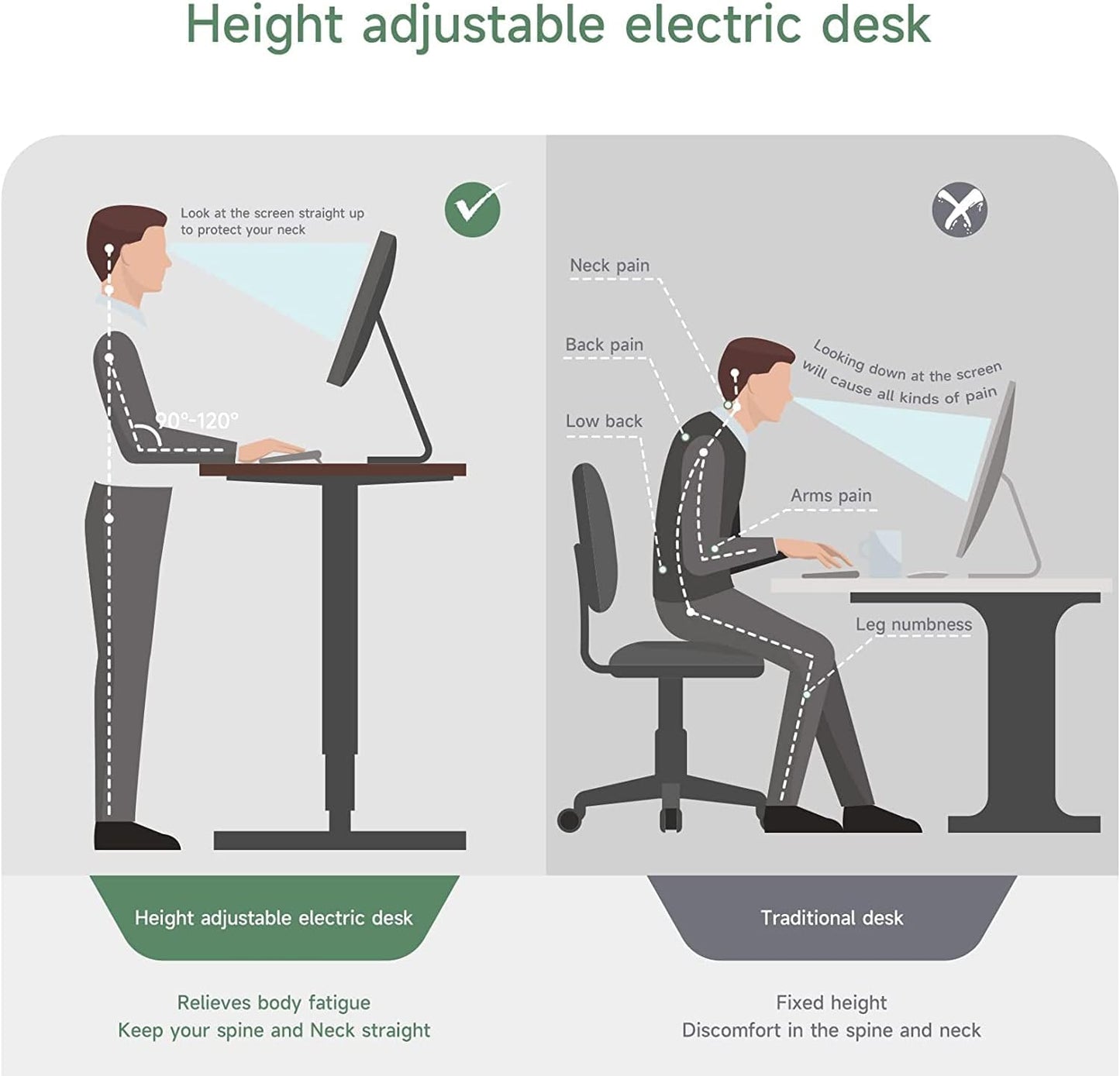 Dripex Electric Standing Desk, Height Adjustable Desk Dark Oak 110 x 60cm (R378) Room2