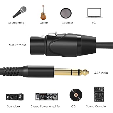 Twozoh XLR Female to 6.35mm XLR Microphone Cable (Profesional/HiFi) T28 P