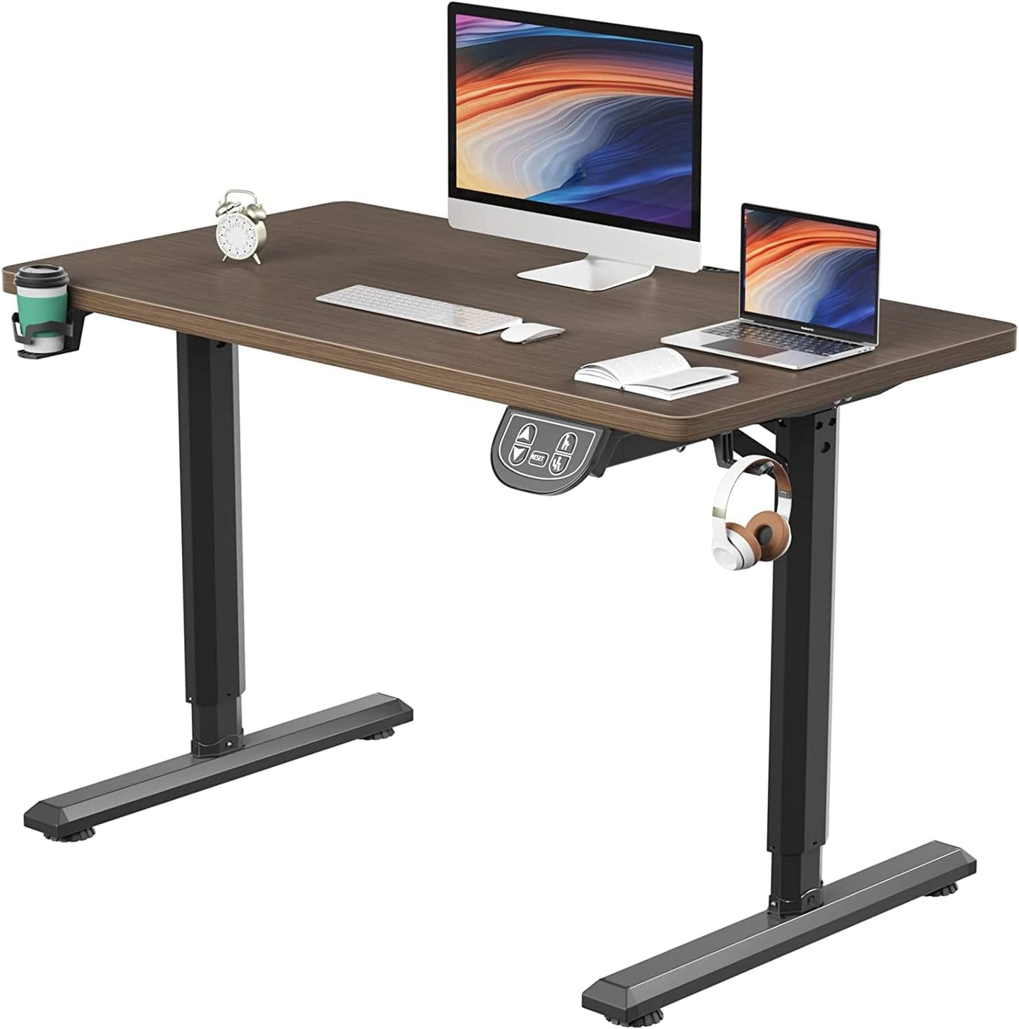 Dripex Electric Standing Desk, Height Adjustable Desk Dark Oak 110 x 60cm (R378) Room2