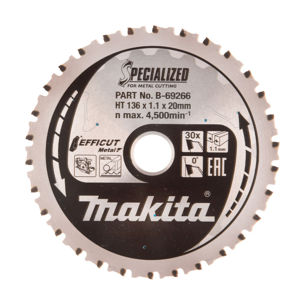 Makita B-69266 Efficut TCT Metal Cutting Circular Saw Blade (136mmx20mmx30T) (J)