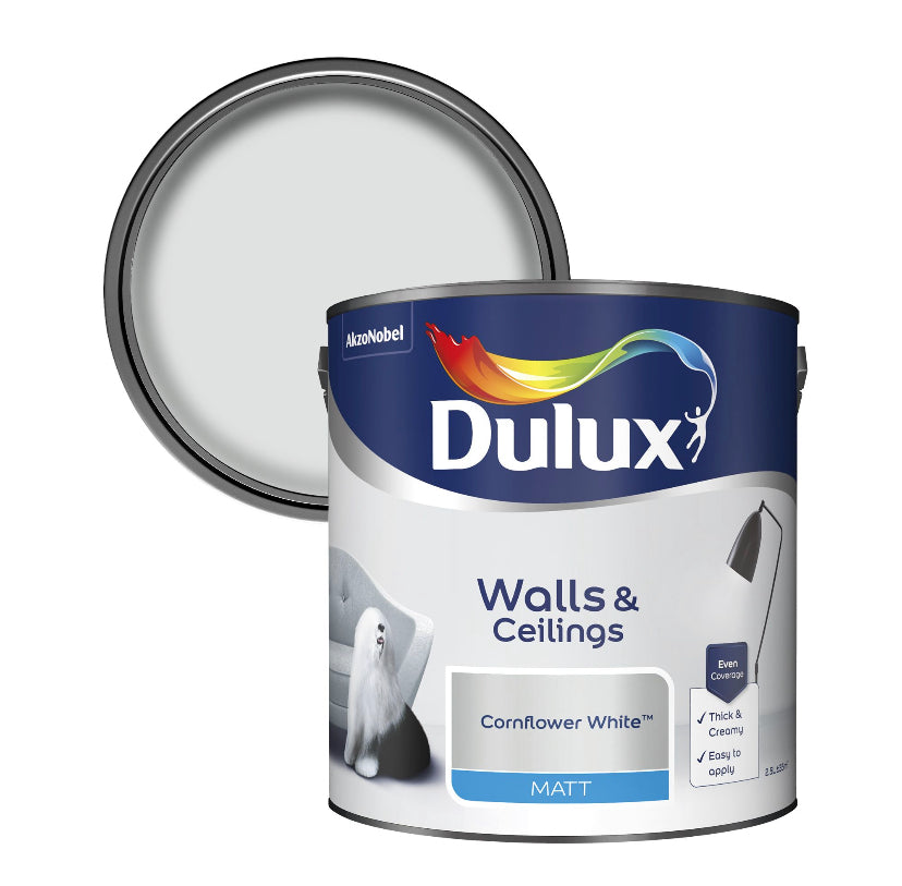 Dulux Natural hints Cornflower white Matt Emulsion paint, 2.5L (E15) D*