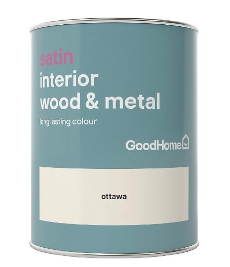 GoodHome Ottawa Satin Metal & wood paint, 750ml (S422)