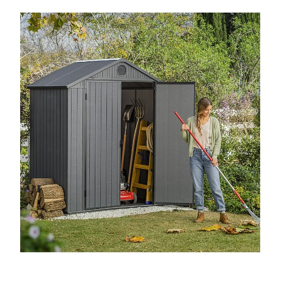 Keter Darwin 6x4ft Grey Plastic 2 Door Shed With Floor (S309)