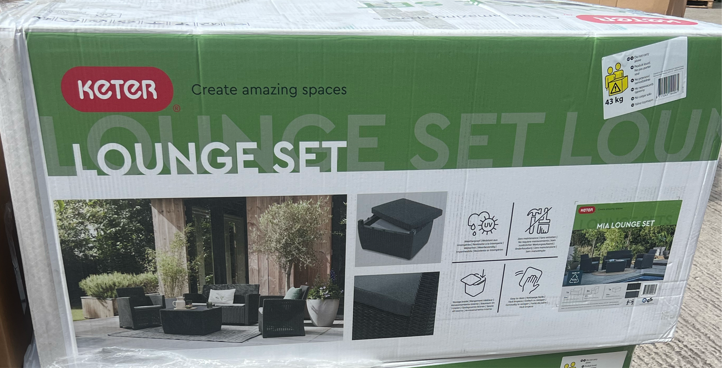 Keter Mia Graphite Plastic 4 seater Coffee set (S302) (R)