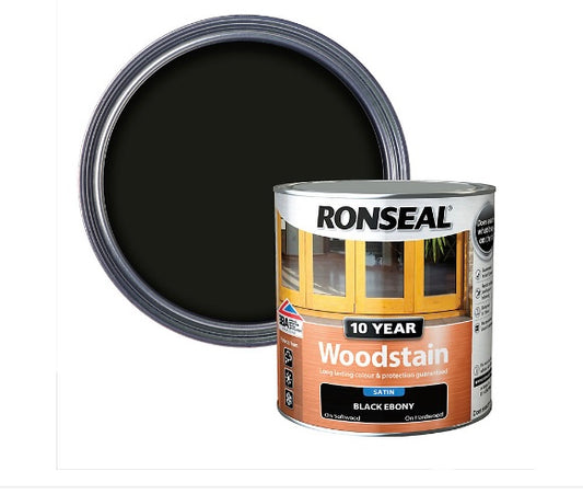 Ronseal  Ebony Satin Quick dry Doors & window frames Wood stain, 750ml (S481)