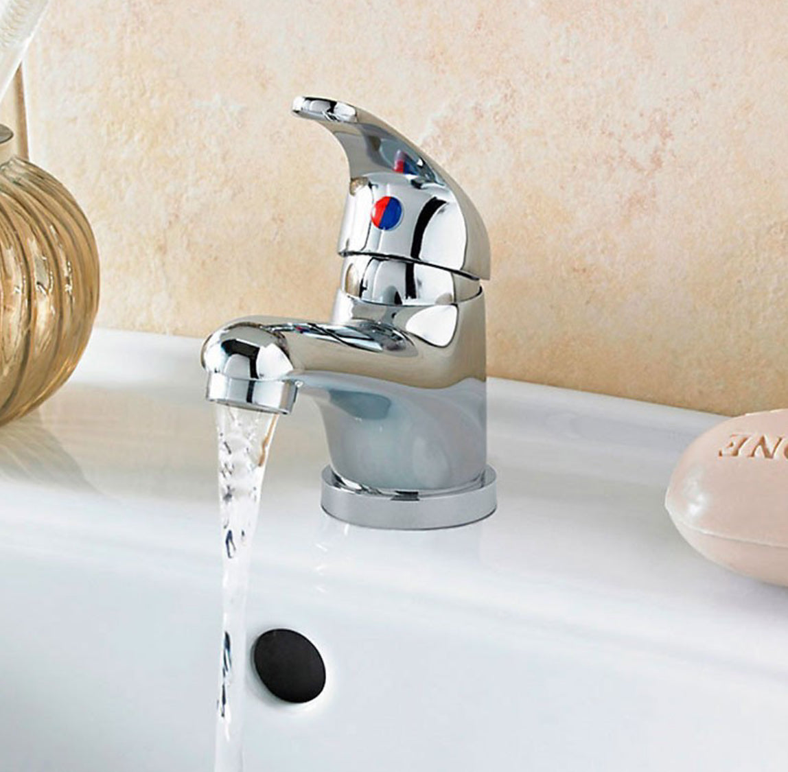 Basin Tap Mono Sink Mixer  Single Lever Brass Chrome with Fixings E3 Room 1