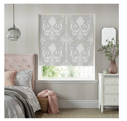 Laura Ashley Josette Corded Steel Grey Floral Sunshade Roller Blind (W)120cm (L)162cm (S647)