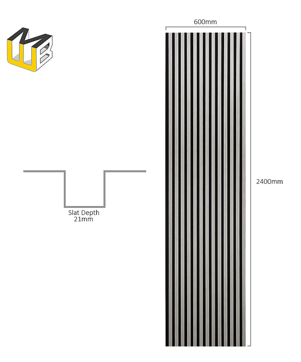 Acoustic Decorative Timber Slat Wall Panel - Light Oak Grey - 2400mm x 600mm (R374) Room2