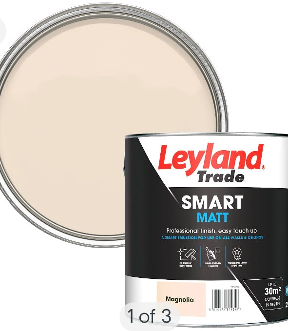 Leyland Trade Smart Magnolia Flat matt Emulsion paint, 2.5L (S740)