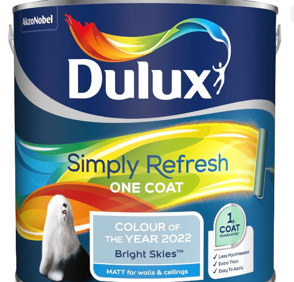 Dulux One Coat Bright Skies Matt Emulsion paint, 2.5L (S736)