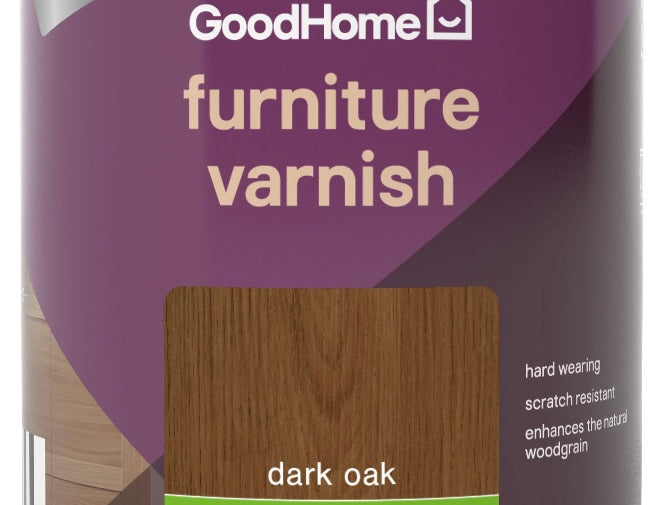 GoodHome Dark Oak Satin Multi-surface Furniture Wood varnish, 250ml (S590) (A*)