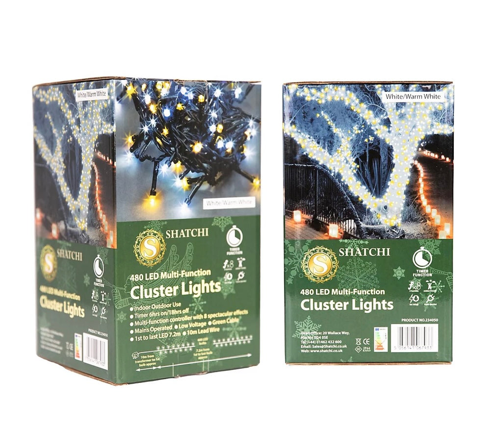 Christmas Tree Cluster Lights Warm and Cool White Multifunction 1920 (S626)