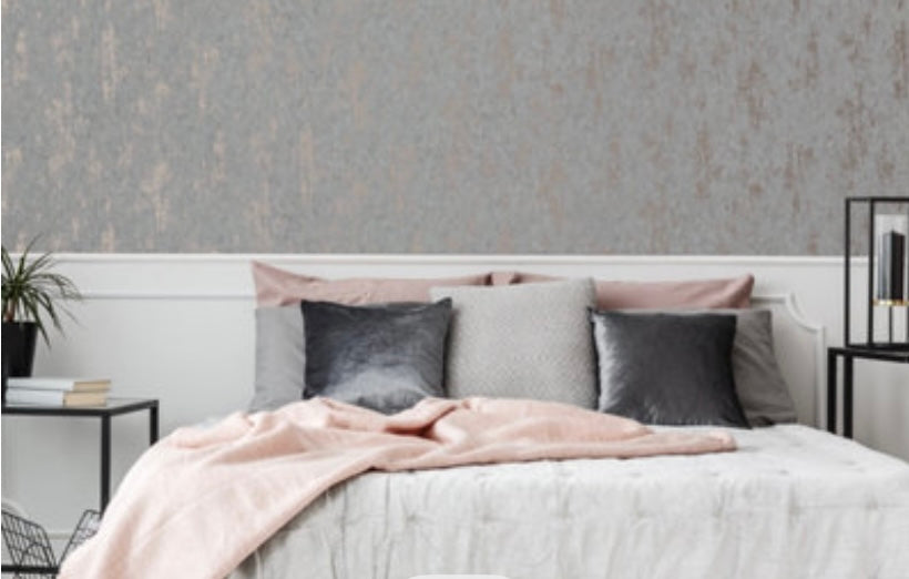 Sublime Distressed Texture Grey / Rose Gold Wallpaper (S747) (F*)