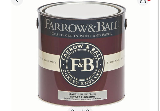 Farrow & Ball Estate Hague blue No.30 Matt Emulsion paint, 2.5L (S541) (A*)