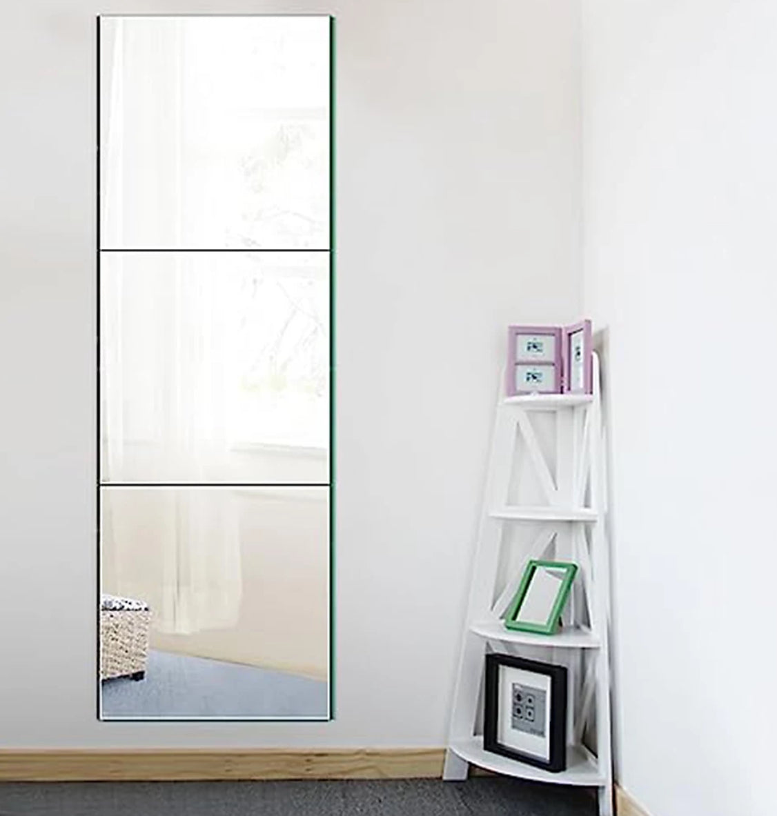 Set of 3 Clear Square Frameless Wall Mirror Tiles 400 x 400 mm (R359)(R2)