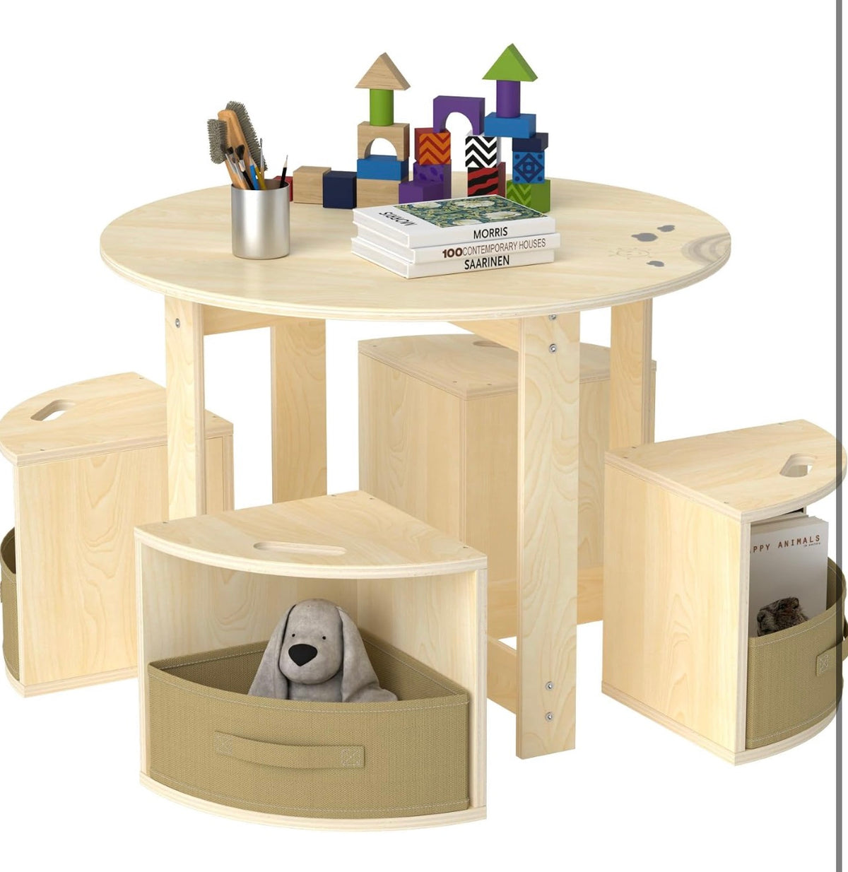 Puecrof Children's Table with 3 Stools & Storage Space - Round NEW BOXED