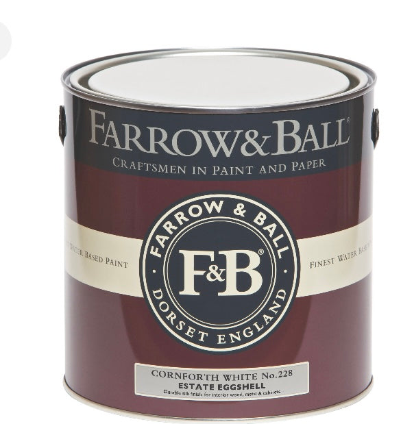 Farrow & Ball Estate Cornforth white No.228 Eggshell Metal & wood paint, 2.5L (B*) (S603)