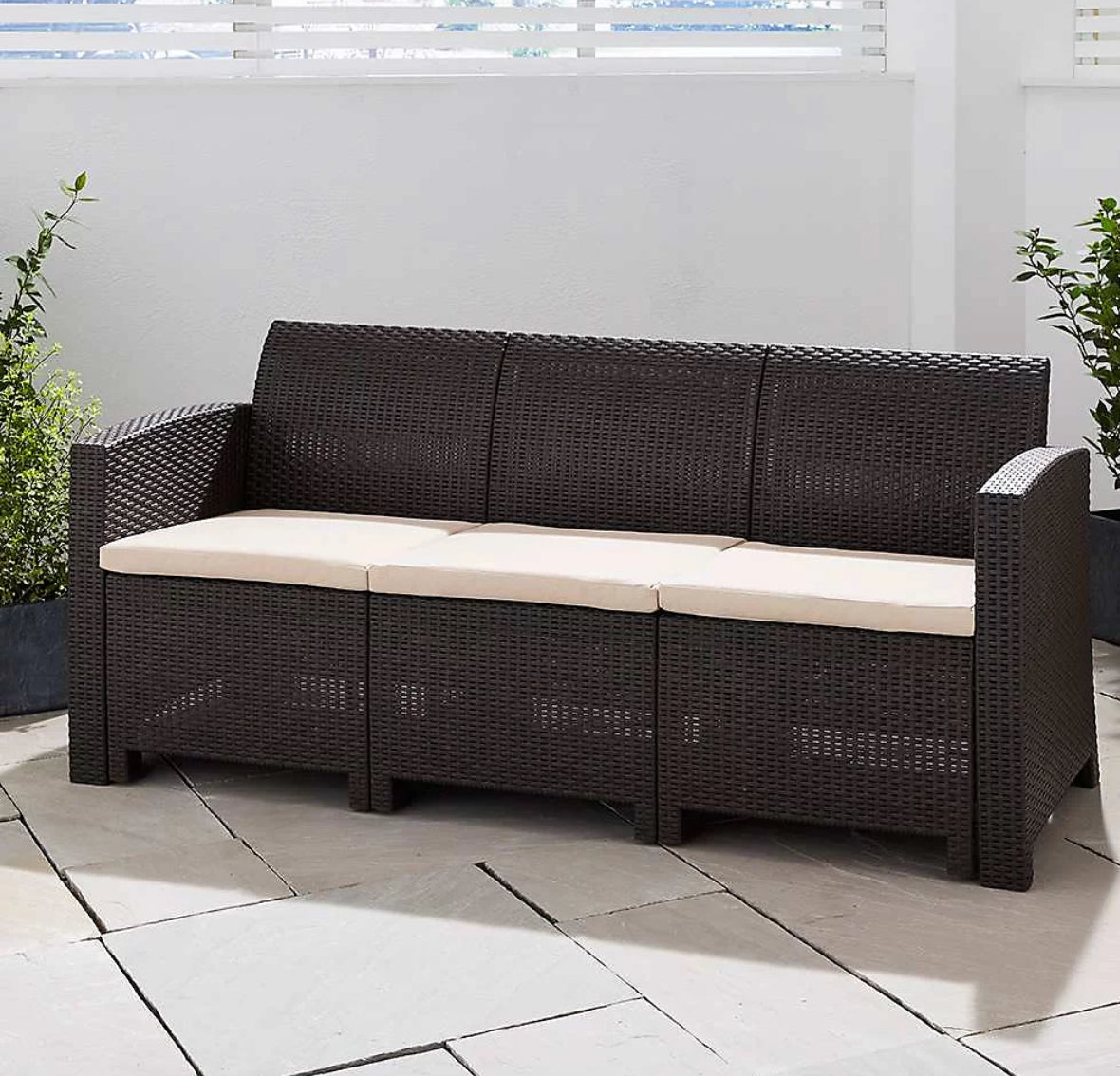 Marbella 3 Seater Rattan Sofa - Brown (R294)