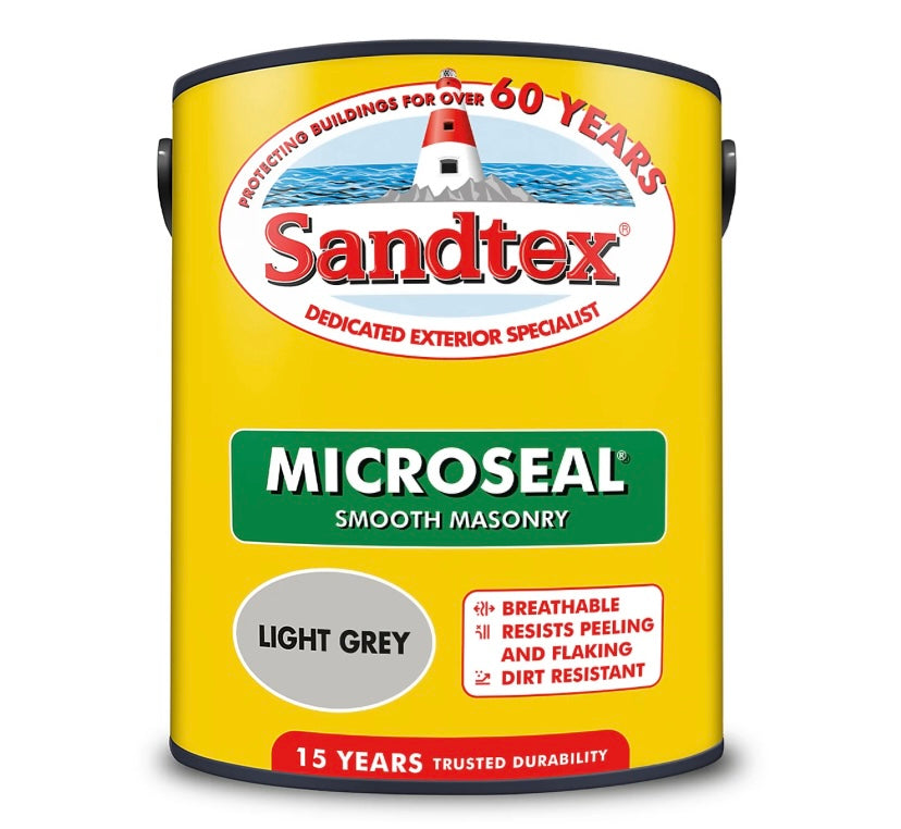 Sandtex Microseal Light grey Matt Masonry paint, 5L (S773)