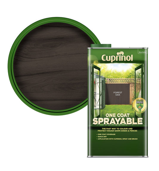 Cuprinol One coat sprayable Forest oak Matt Exterior Wood paint, 5L (R391) (C*)