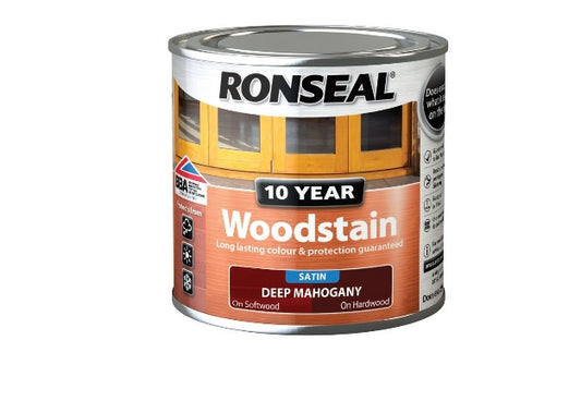 Ronseal Deep mahogany Satin  Wood stain 250ml (S584) (A*)