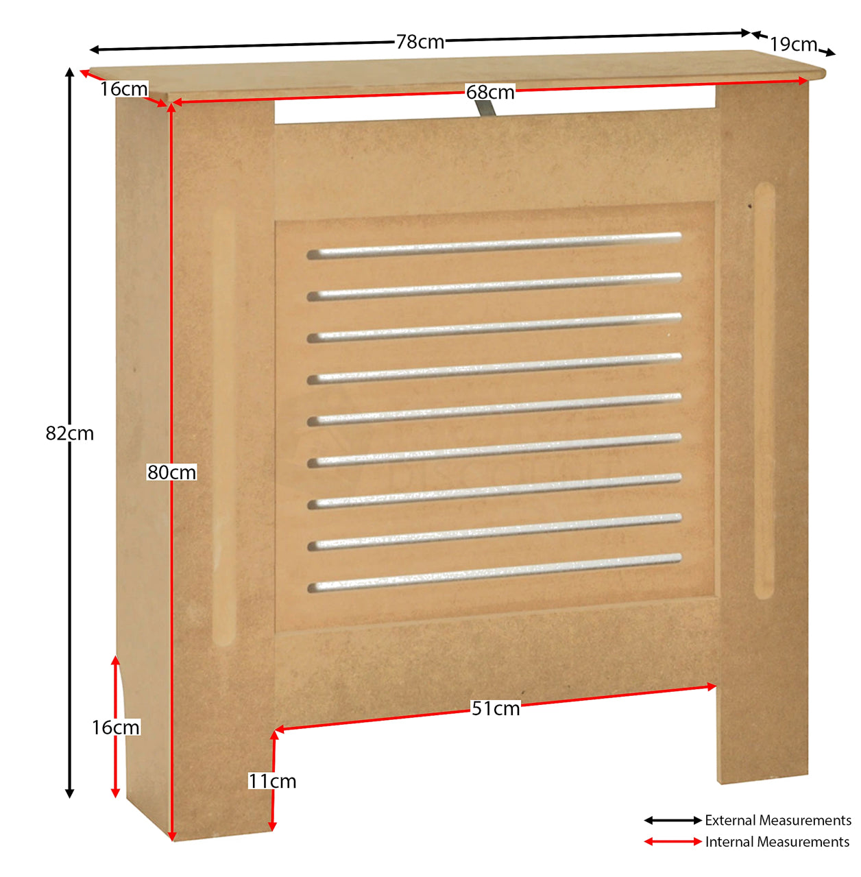 Milton Small Unfinished MDF Radiator Cover (R228)
