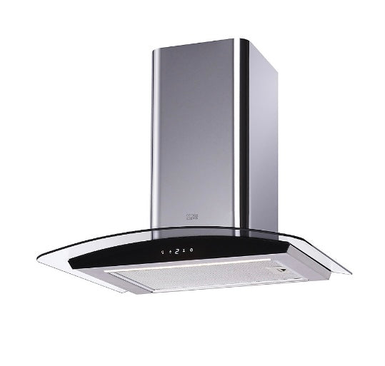 Cooke & Lewis LinkTech CL60CGRF Silver Glass & stainless steel Curved Cooker hood, (W)60cm (S458)