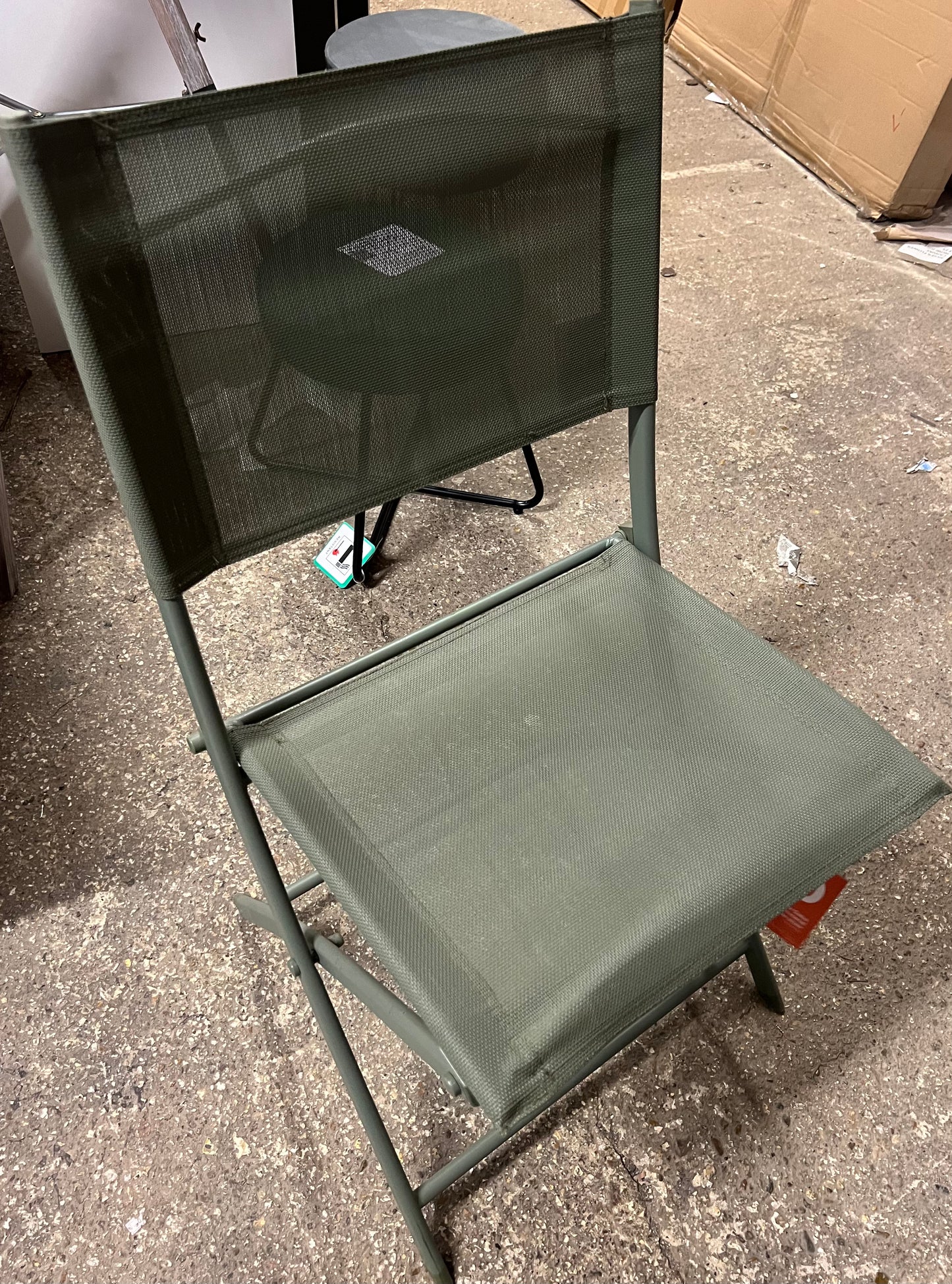 GoodHome Saba Khaki green Metal Foldable Chair (R353) (R1)