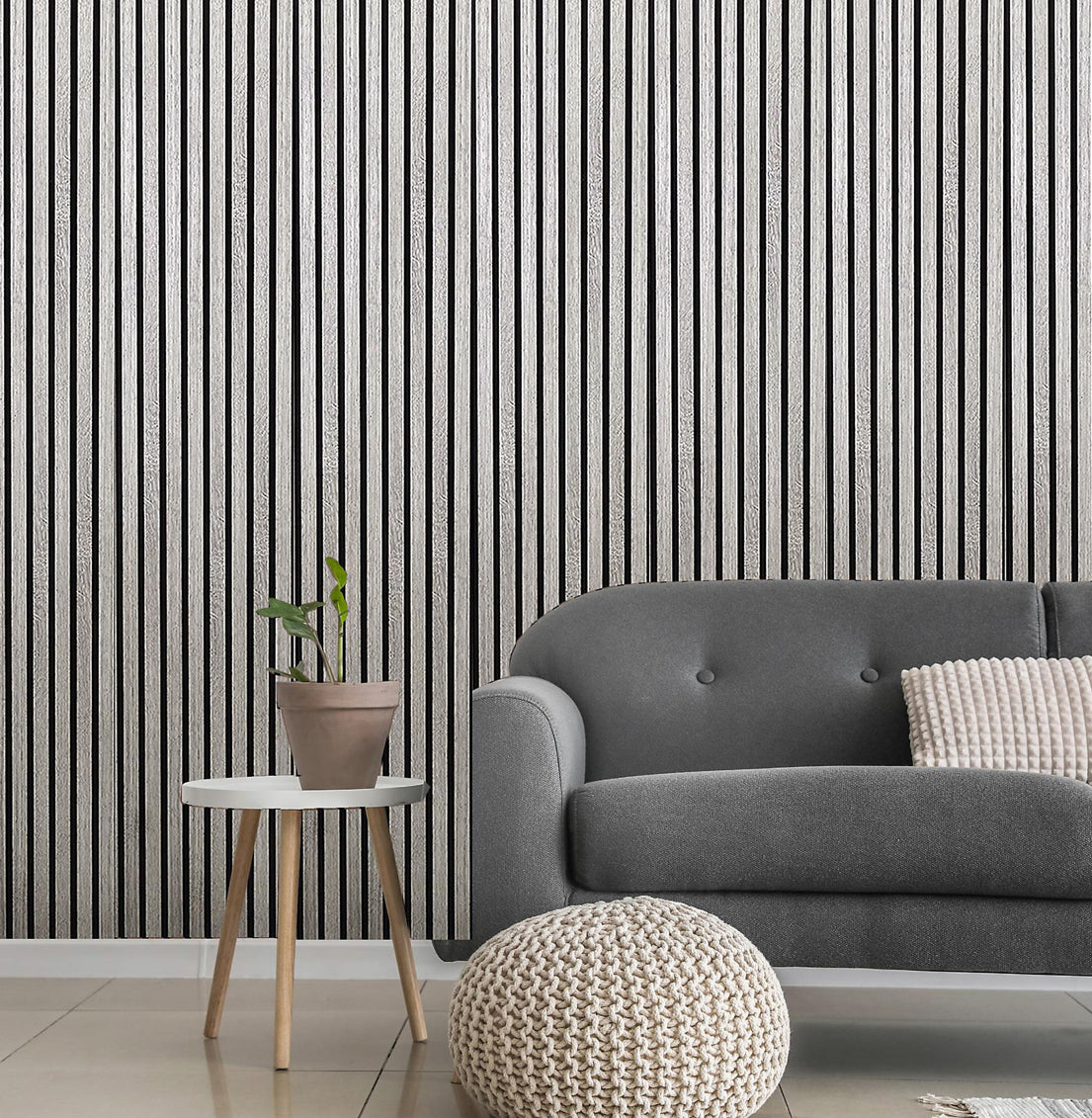 Acoustic Slat Wood Wall Panel - Grey Oak - 2400mm x 600mm(R158)( See all images for colour)