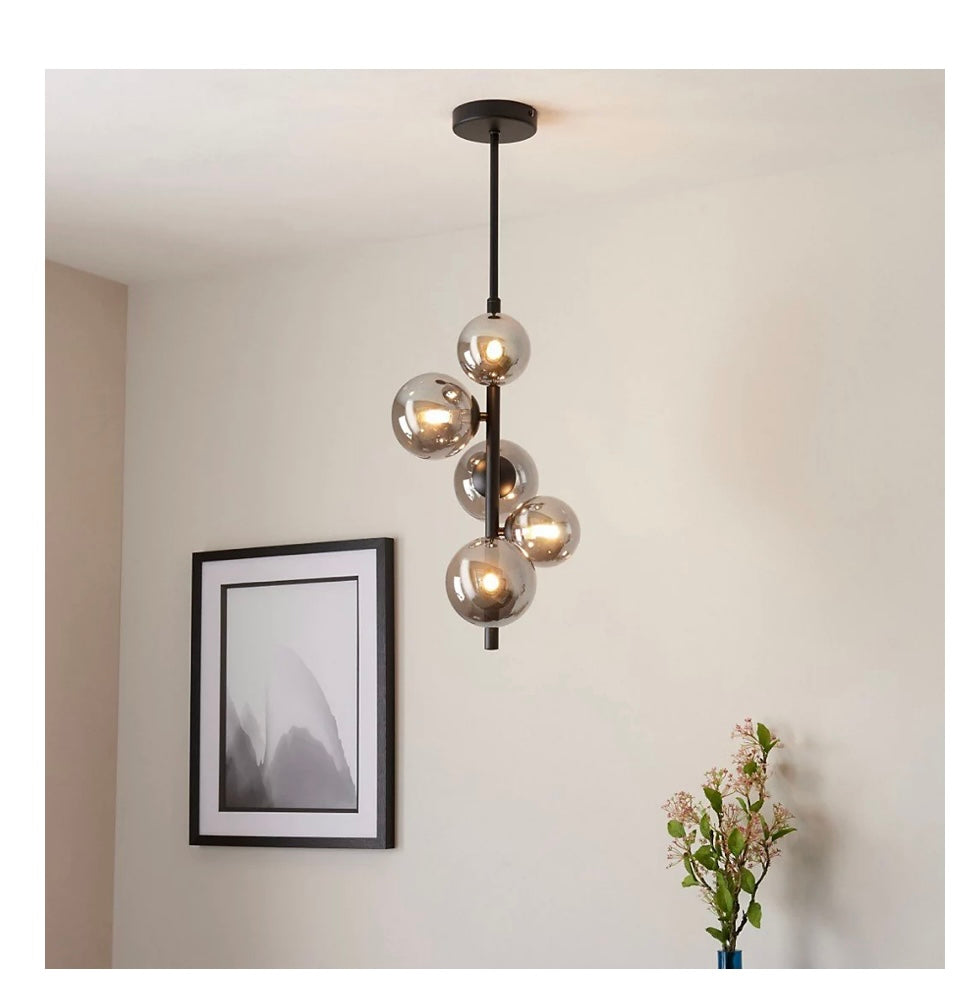 Reeko 5 Light Matte Black Ceiling Pendant (S621)