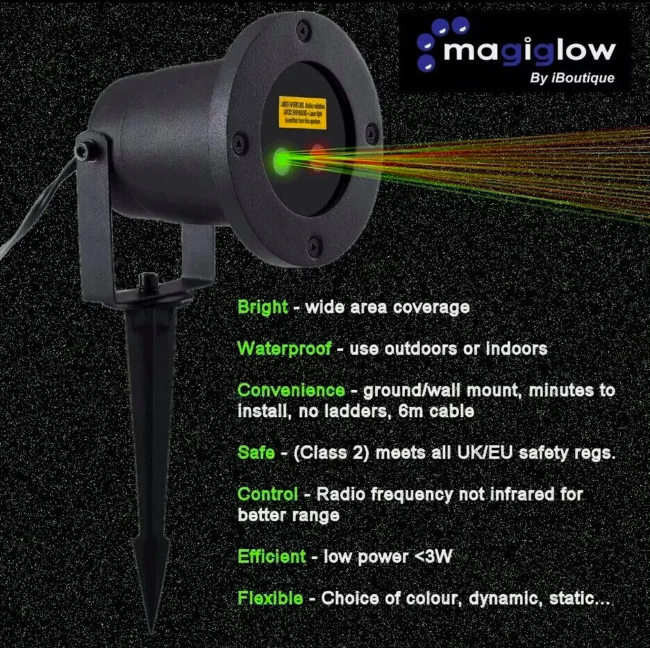 Dynamic Firefly Outdoor Remote Control Laser Projector Blue & Green (R435)